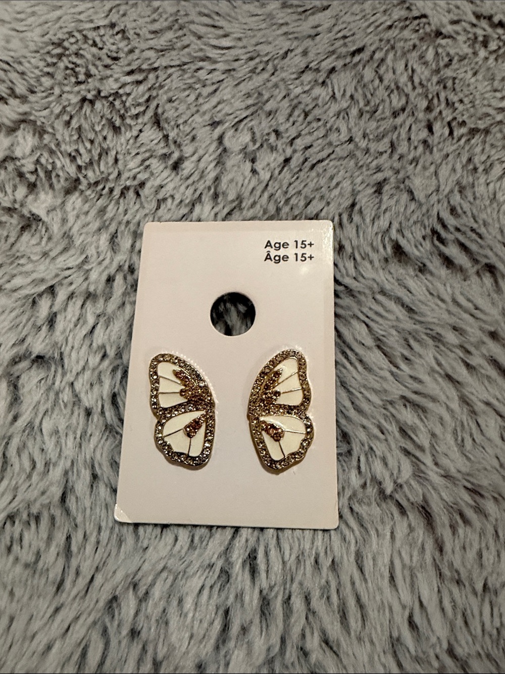 GAP Gold Butterfly Wing Stud Earrings with White Inlay